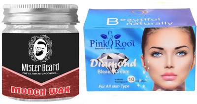 

Pink Root Diamond Bleach 250gm WITH Mister Beard Mooch Wax 100gm(Set of 2)