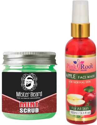 

Pink Root Apple Face Wash 100ml WITH Mister Beard Mint Scrub 100gm(Set of 2)