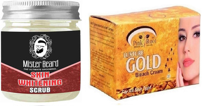 Pink Root Gold Bleach 250gm WITH Mister Beard Skin Whitening Scrub 100gm(Set of 2)