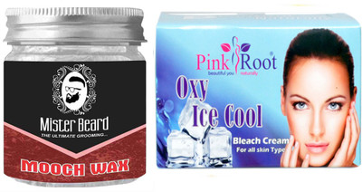 

Pink Root Oxy Ice Cool Bleach 250gm WITH Mister Beard Mooch Wax 100gm(Set of 2)
