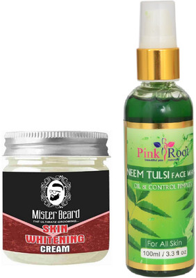 

Pink Root Neem Tulsi Face Wash 100ml WITH Mister Beard Skin Whitening Cream 100gm(Set of 2)
