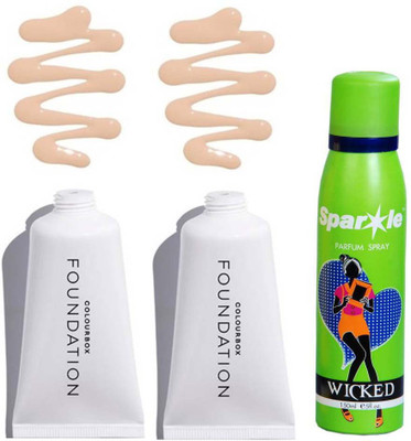

Oriflame Sweden two Colour Box Foundation (Porcelain) 30 ml with one sparkle perfume 150 ml(Set of 3)