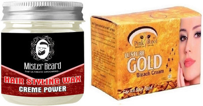 

Pink Root Gold Bleach 250gm WITH Mister Beard Hair Styling Wax Creme Power 100gm(Set of 2)