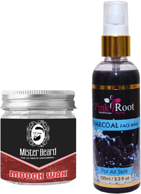 

Pink Root Charcoal Face Wash 100ml WITH Mister Beard Mooch Wax 100gm(Set of 2)