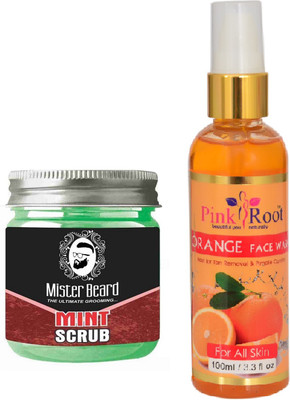 

Pink Root Orange Face Wash 100ml WITH Mister Beard Mint Scrub 100gm(Set of 2)