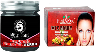 

Pink Root Fruit Bleach 250gm WITH Mister Beard Activated Charcoal Scrub 100gm(Set of 2)