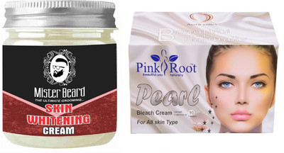

Pink Root Pearl Bleach 250gm WITH Mister Beard Skin Whitening Cream 100gm(Set of 2)