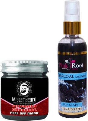 

Pink Root Charcoal Face Wash 100ml WITH Mister Beard Activated Charcoal Peel of Mask 100gm(Set of 2)