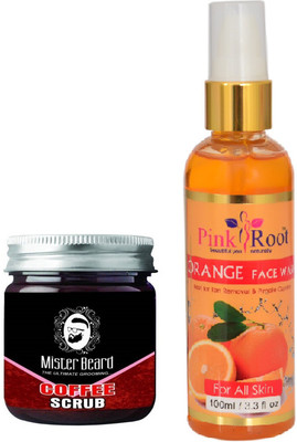 

Pink Root Orange Face Wash 100ml WITH Mister Beard Activated Coffee Scrub 100gm(Set of 2)