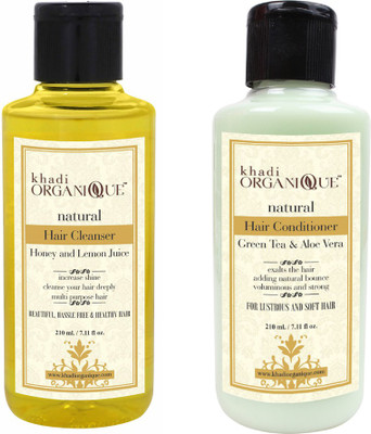 

Khadi Organique GREENTEA ALOEVERA HAIR CONDITIONER,HONEY AND LEMON JUICE HAIR CLEANSER(SHAMPOO) COMBO PACK 420 ML (PACK OF 2)(Set of 2)