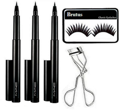 

BRUTUS Eyelashes, Mac Pen Eyeliner Pack Of 3, Eyelashes Curler(Set of 5)