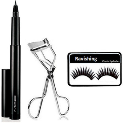 

ravishing Eyelashes With Pen Eyeliner & Eyelashes Curler(Set of 3)