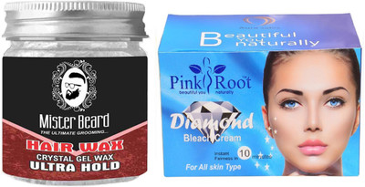 

Pink Root Diamond Bleach 250gm WITH Mister Beard Hair Wax Ultra Hold 100gm(Set of 2)