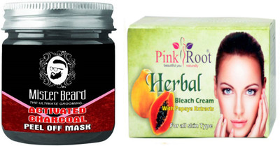 

Pink Root Herbal Bleach 250gm WITH Mister Beard Activated Charcoal Peel of Mask 100gm(Set of 2)