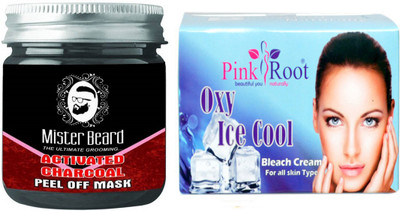 

Pink Root Oxy Ice Cool Bleach 250gm WITH Mister Beard Activated Charcoal Peel of Mask 100gm(Set of 2)