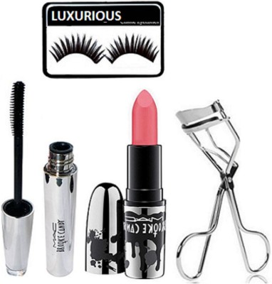 

luxurious Eyelashes, Lipstick & Eyelashes Curler With Mascara(Set of 4)