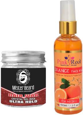 

Pink Root Orange Face Wash 100ml WITH Mister Beard Hair Wax Ultra Hold 100gm(Set of 2)