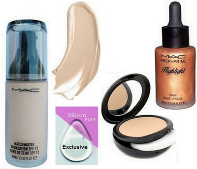

Exclusive Silicon Puff & MAc Matchmaster Foundation & Mac Compact & Highlighter(Set of 4)