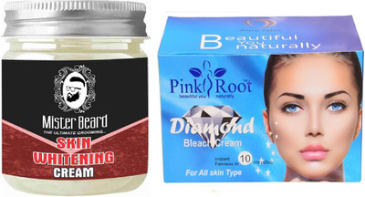 

Pink Root Diamond Bleach 250gm WITH Mister Beard Skin Whitening Cream 100gm(Set of 2)