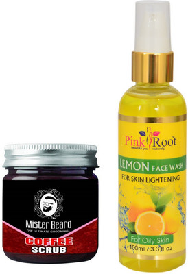 

Pink Root Lemon Face Wash 100ml WITH Mister Beard Activated Coffee Scrub 100gm(Set of 2)