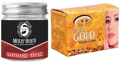 

Pink Root Gold Bleach 250gm WITH Mister Beard Mooch Wax 100gm(Set of 2)