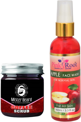 

Pink Root Apple Face Wash 100ml WITH Mister Beard Activated Coffee Scrub 100gm(Set of 2)