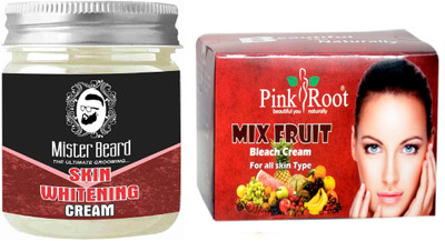 

Pink Root Fruit Bleach 250gm WITH Mister Beard Skin Whitening Cream 100gm(Set of 2)