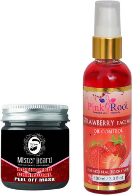 

Pink Root Strawberry Face Wash 100ml WITH Mister Beard Activated Charcoal Peel of Mask 100gm(Set of 2)