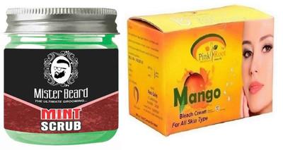 

Pink Root Mango Bleach 250gm WITH Mister Beard Mint Scrub 100gm(Set of 2)