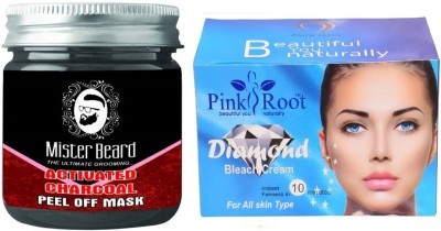 

Pink Root Diamond Bleach 250gm WITH Mister Beard Activated Charcoal Peel of Mask 100gm(Set of 2)