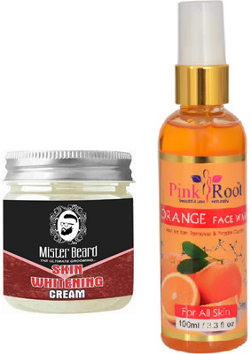 

Pink Root Orange Face Wash 100ml WITH Mister Beard Skin Whitening Cream 100gm(Set of 2)