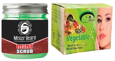 Pink Root Vegetable Bleach 250gm WITH Mister Beard Mint Scrub 100gm(Set of 2)