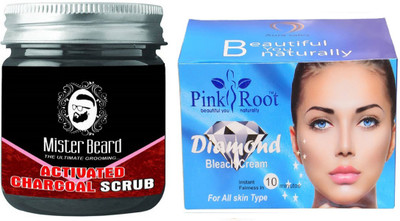 

Pink Root Diamond Bleach 250gm WITH Mister Beard Activated Charcoal Scrub 100gm(Set of 2)