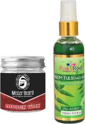 

Pink Root Neem Tulsi Face Wash 100ml WITH Mister Beard Mooch Wax 100gm(Set of 2)