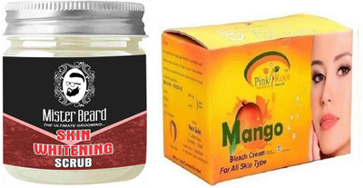 

Pink Root Mango Bleach 250gm WITH Mister Beard Skin Whitening Scrub 100gm(Set of 2)