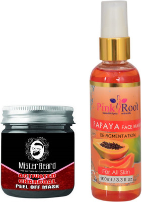 

Pink Root Papaya Face Wash 100ml WITH Mister Beard Activated Charcoal Peel of Mask 100gm(Set of 2)