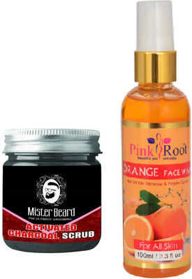 

Pink Root Orange Face Wash 100ml WITH Mister Beard Activated Charcoal Scrub 100gm(Set of 2)
