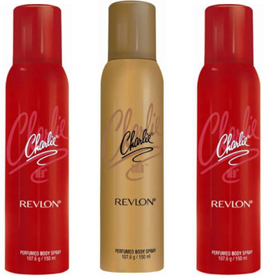 

Revlon CHARLIE RED DEODORANT 150 ML + CHARLIE GOLD DEODORANT 150 ML Deodorant Spray - For Men & Women(150 ml, Pack of 3)