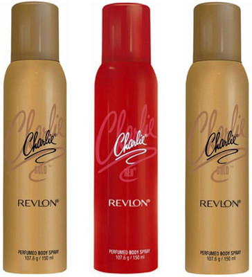 Revlon CHARLIE GOLD DEODORANT 150 ML + CHARLIE RED DEODORANT 150 ML Deodorant Spray - For Men & Women(150 ml, Pack of 3) Revlon CHARLIE GOLD DEODORANT 150 ML + CHARLIE RED DEODORANT 150 ML Deodorant Spray - For Men & Women(150 ml, Pack of 3)