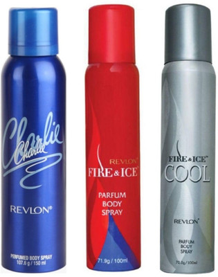 

Revlon 1 BLUE DEODORANT 150 ML +1 FIRE & ICE DEODORANT 100 ML + 1 FIRE & ICE COOL DEODORANT 100 ML Deodorant Spray - For Men & Women(150 ml, Pack of 3)