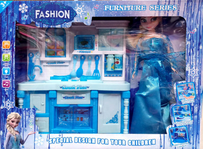 

SS Traders -Blue Frozen Doll house with lights ,music and Doll(Blue)