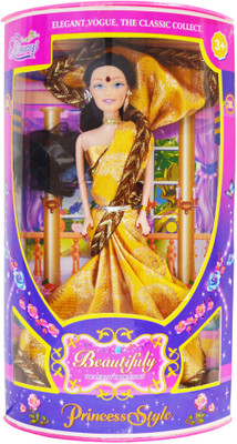 

Planet of Toys Beautifuly Saree(Yellow, Brown)