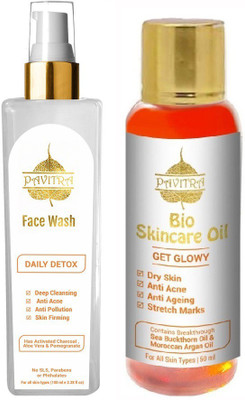 

Pavitra+ Advanced Cleansing and Hydrating Kit with Face Wash and Skincare Oil 150 ml(Set of 2)