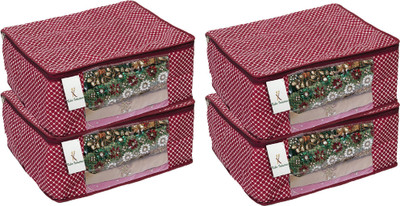 KUBER INDUSTRIES Polka Dots Cotton 4 Pcs Hathkadi Print Saree Cover (Maroon) CTKTC2003 CTKTC02003(Maroon)