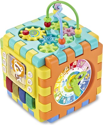 

Kiddale 6 in 1 Multipurpose Activity Cube with Blocks, Piano, Clock, Mirror, Music and Light Learning - A Fun Musical Educational Toy for Kids(10 Month to 3 Years), Toddler and Babies(Multicolor)