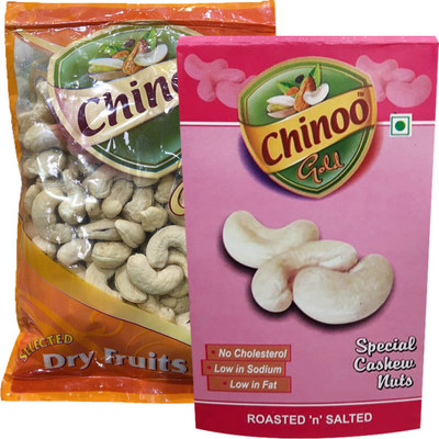 

Chinoo Jumbo W-240 Cashew 250gm & Roasted Cashew 100gm (Pack of 2) Cashews(350 g, Pouch)