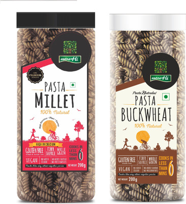 

NutraHi Millet Gluten free pasta + Buckwheat Gluten free pasta (Combo) Fusilli Pasta(Pack of 2, 400 g)