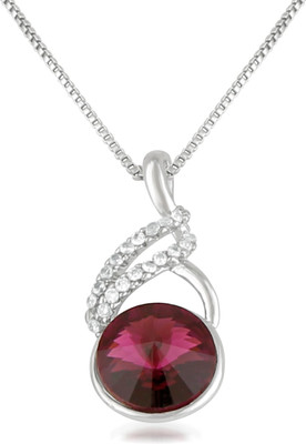 mahi Enchanting Crystal Solitaire Pendant Rhodium Swarovski Crystal Alloy Pendant