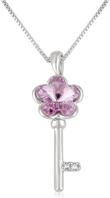 mahi Elegant Swarovski Crystal Solitaire Pendant Rhodium Swarovski Crystal Alloy Pendant