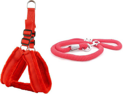 

PET HUB Dog Harness & Leash(, RED 1 INCH NYLON WITH MINK FUR